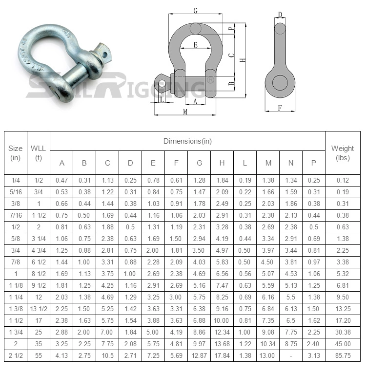 Us Metal Forged Galvanized Marine Lifting Bow Shackle Safety Bolt Pin